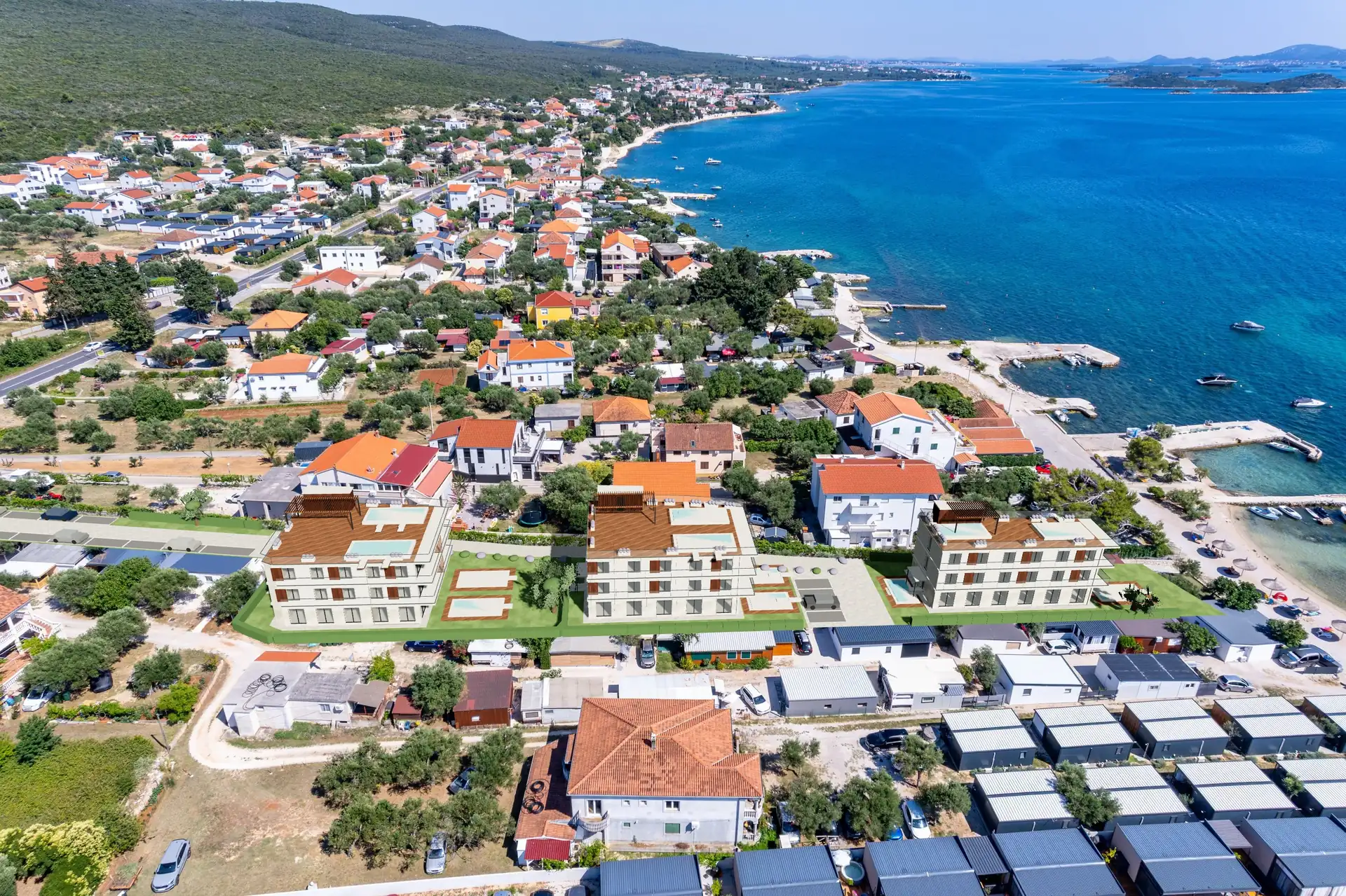 Fotomontaža, pogled uzduž obale